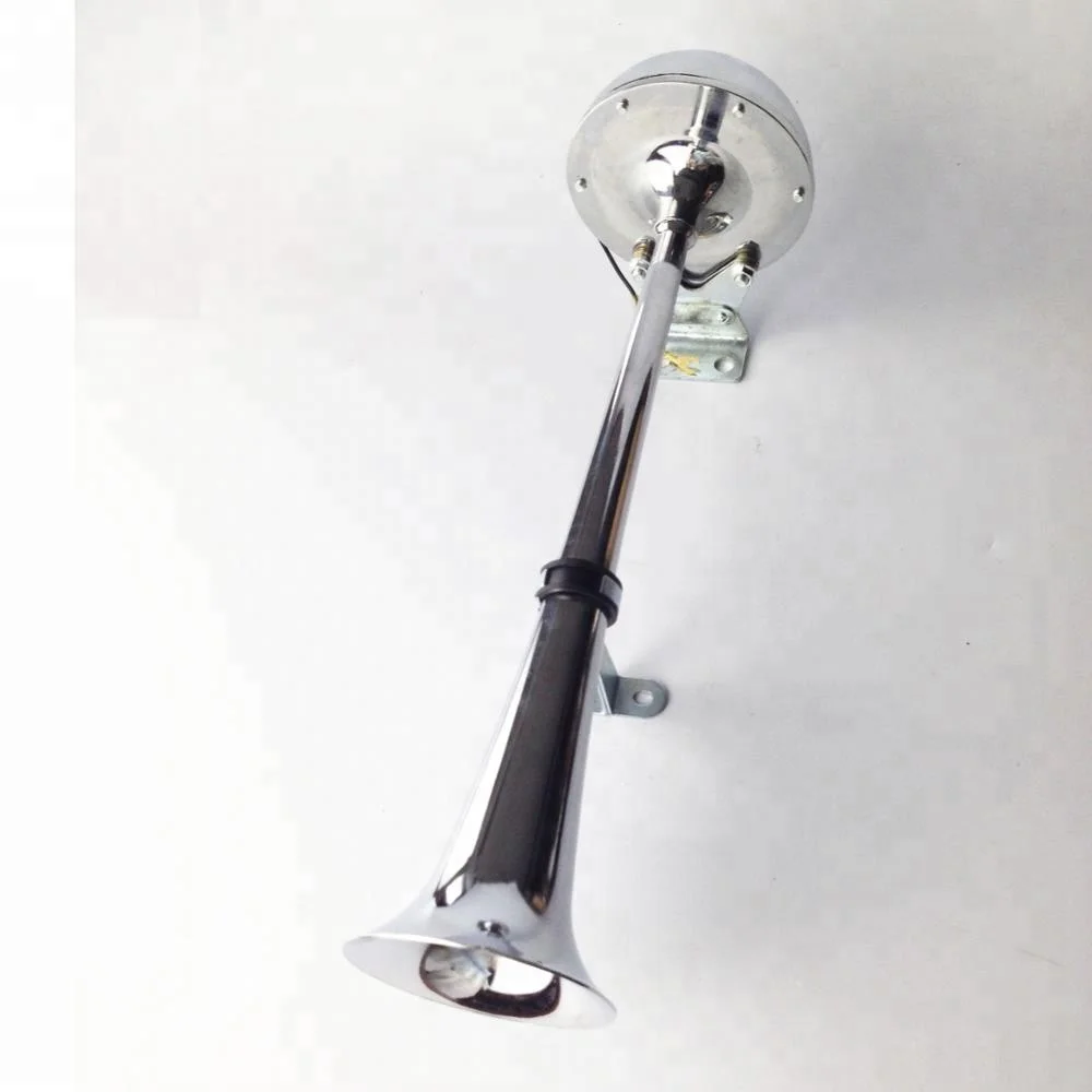 Loud 115dB Powerful Single Stainless Steel Trumpet Marine Electric Train Air Horn for Boats or RV or Trucks Chrome 12V