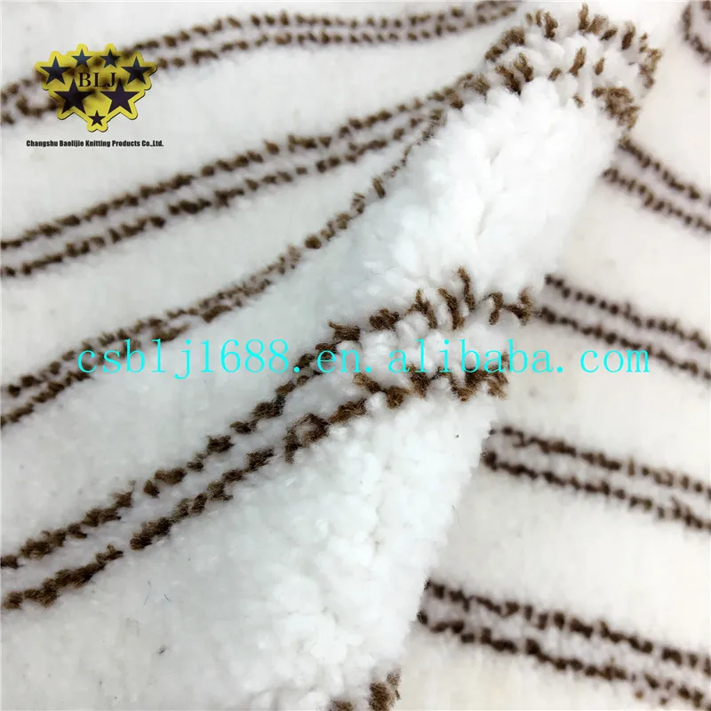 New Product White With Brown Stripe Microfiber Machine Knitted Coral Fleece Steam Mop Fabric