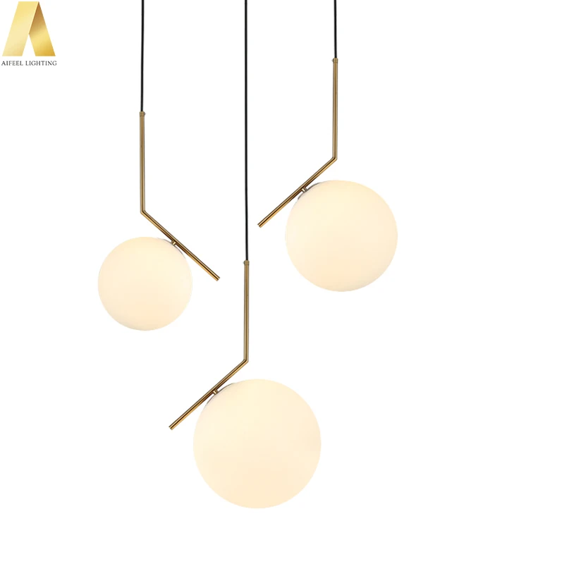 
Luxury decorative gold metal round ball glass fancy hanging pendant lights for shop or living room 