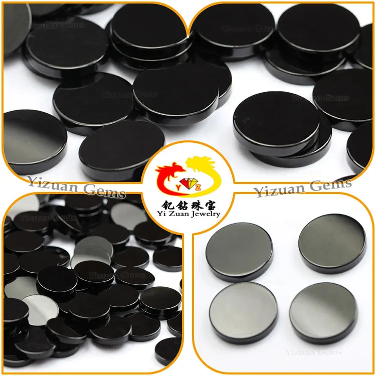 YZ Wholesale price black onyx beads agate slice Round shape double flat cabochon agate onyx stone for jewelry making
