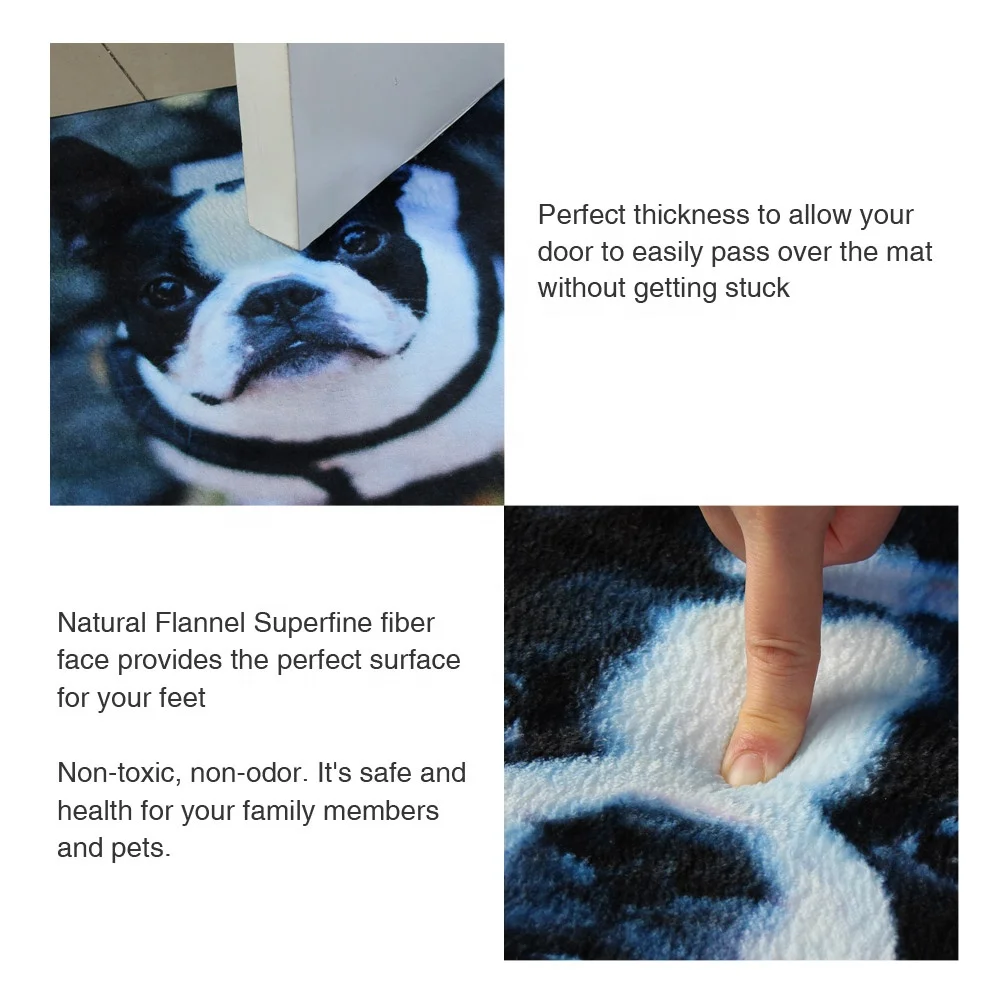 Pug Dog Front Rubber Door Mat Cute Animal Photo Floor Mats