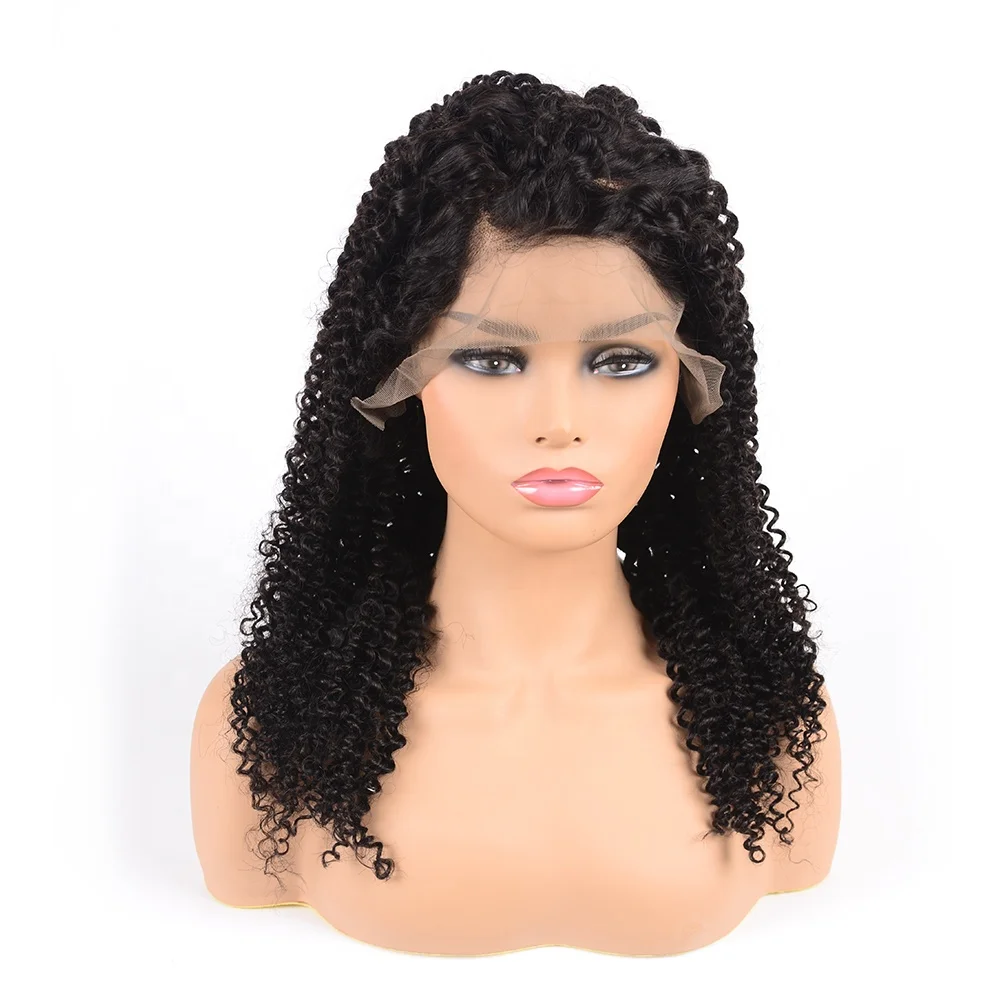 Factory Price Natural Color Kinky Curl Raw Human Hair 360 Lace Frontal Wig