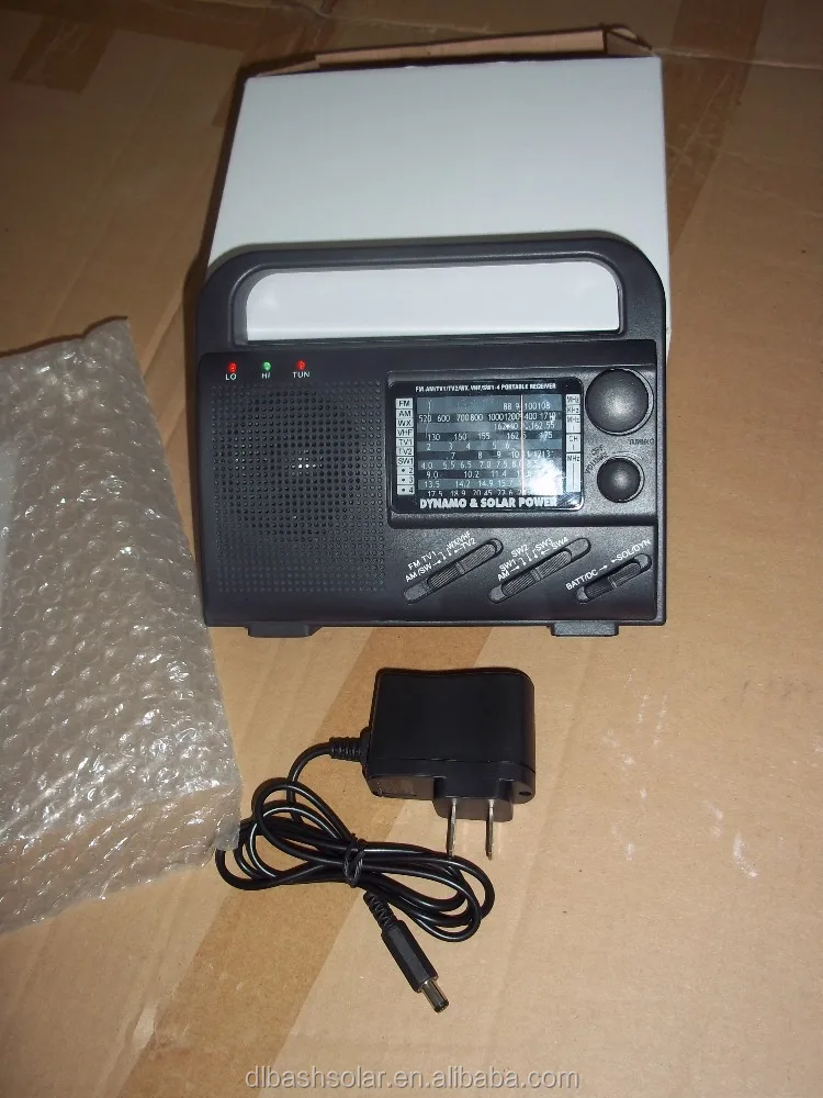 FM/MW/SW1-4 /TV/WX/VHF bands portable solar radio emergency radio