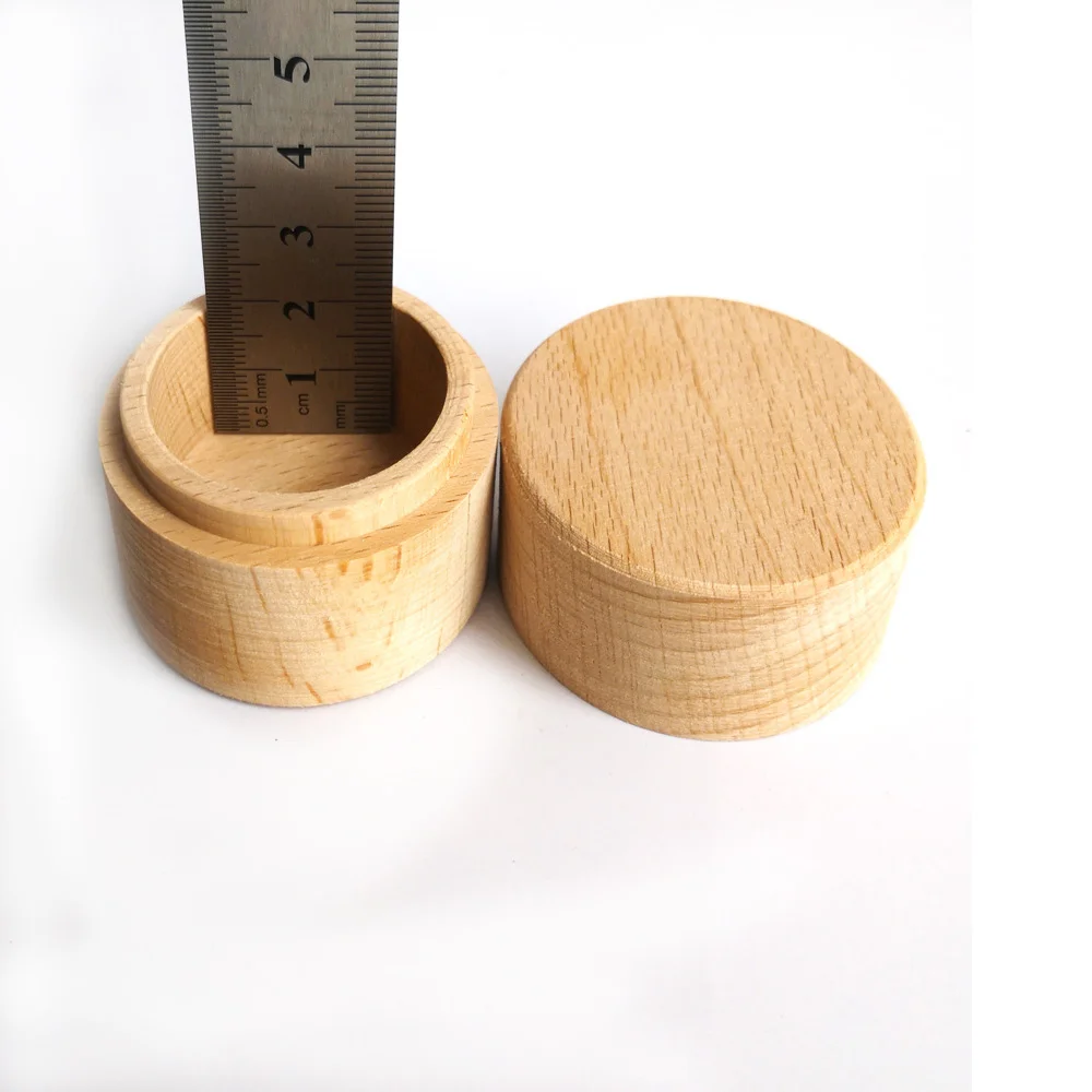 DIY Storage Trinket Bearer Container Case Wood Ring Box for Proposal Wedding Ring Storage Mini Round Wooden Box Jewelry Boxes