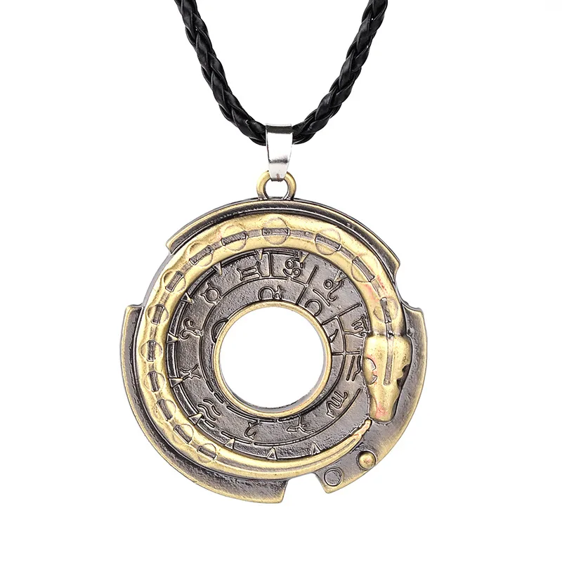 fashion Ouroboros Snake Rune Round Rope Leather Necklaces & Pendants Amulet Lucky Protective Jewelry On The Neck For Girls gift