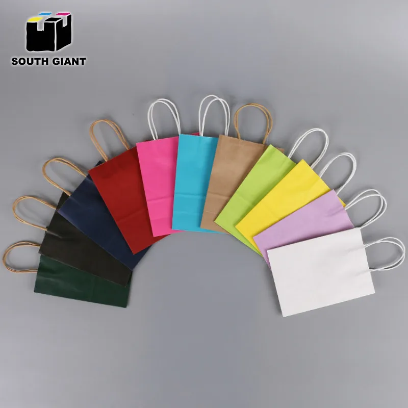 Manufacturer Cheap Customized Handle Assorted Color Party Favor Gift Shopping Carry Kraft Mini Small Paper Bag