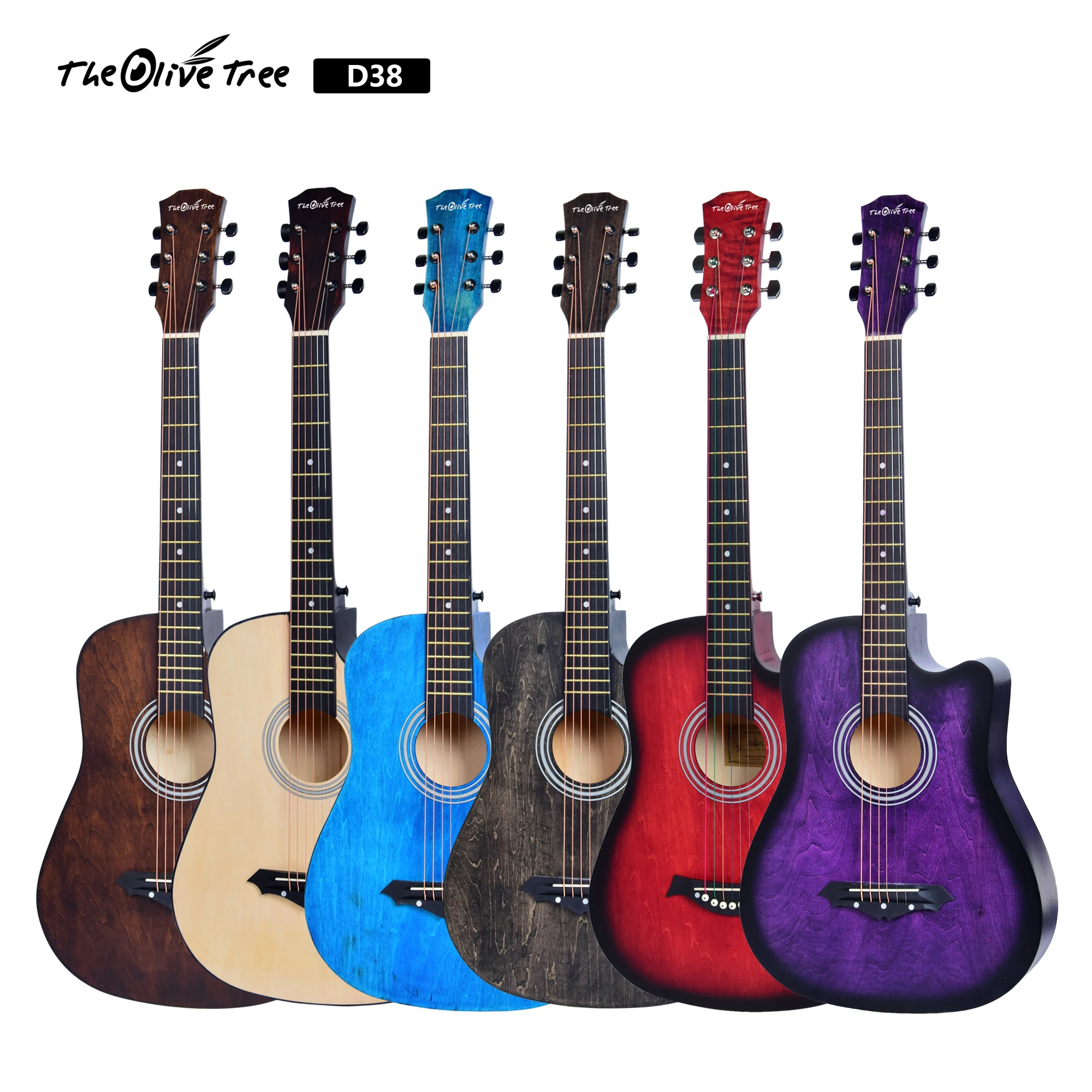 Musical instruments Wholesaler price OEM colorful 38inch acoustic guitar set made of China guitar factory