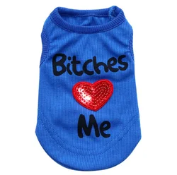 bitches love me love mommy love daddy pet dog vest polyester sleeveless pet products dog apparels