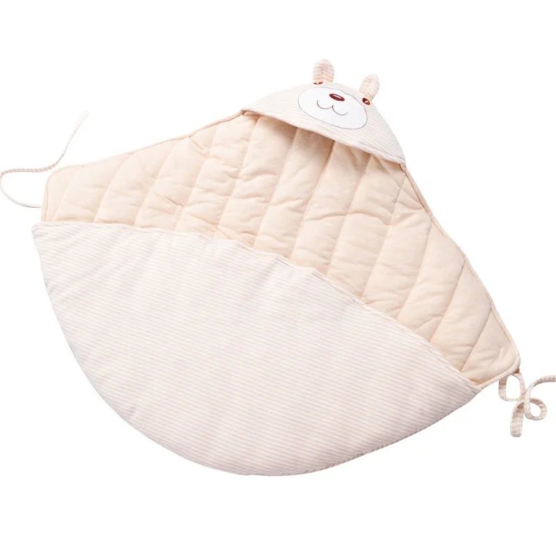Cute fan pattern natural colored cotton Baby new born Swaddle Blanket