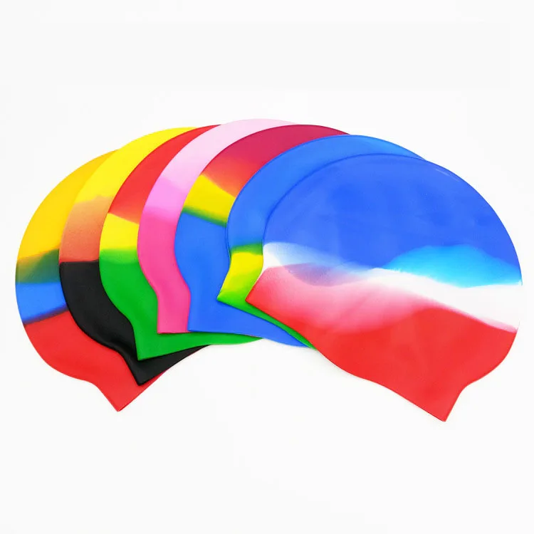 
Manufacture Sports Multiple Colors Swirl Colors Silicone Mixed Colors Swim Caps 