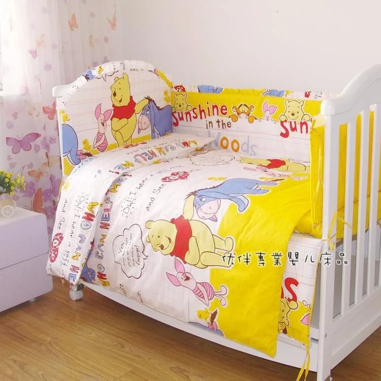 Promotion 7pcs baby bedding set bebe jogo de cama cot crib bedding set baby bedding bumper