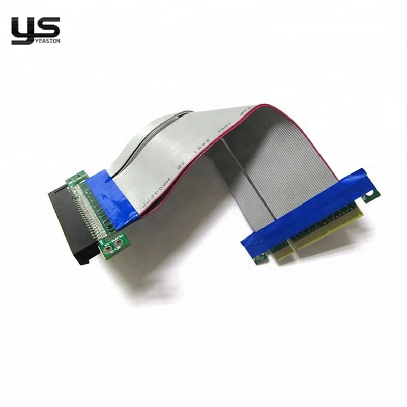 Power PCI-E 16x to 16x Riser Extender ribbon Cable with 4 Pin Power Connector