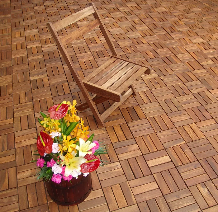 
new walnuts color 12 slats outdoor funiture interlocking hard wood flooring deck tiles 