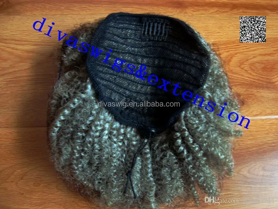 Factory wholesale brazilian human hair grey ponytail,afro kinky hair ponytail