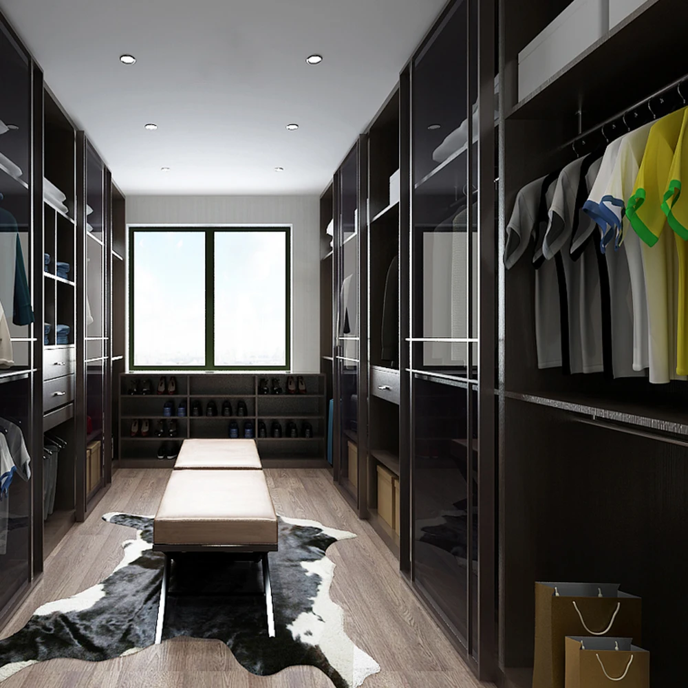 Офисная мебель Мужская гардеробная стеклянная раздвижная дверь шкаф с полкой для обуви