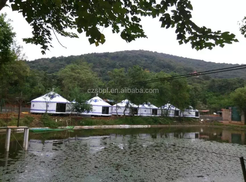 Yurt Tent Mongolian in China Manufacturer PVC Fabric Modern Two Bedrooms & One Living Room Outdoor Travel Hiking Camping 12-50m2