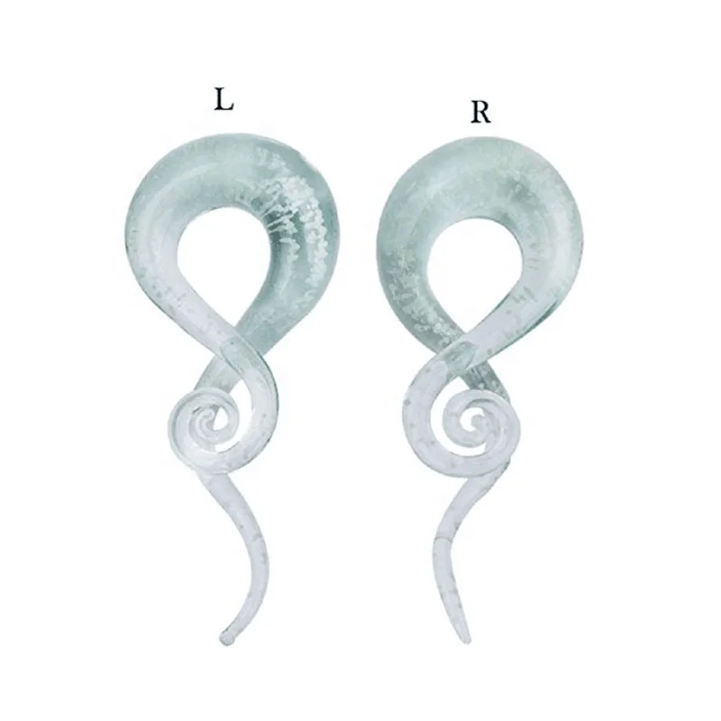 Glass Ear Tapers Plugs Teardrop Spiral Gauges Piercing Set body piercing jewelry