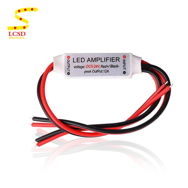 
1 channel 12A LED Amplificador Power Repeater DC 5V 12V 24V Mini Led Amplifier Controller for Single Color Led Strip Light 