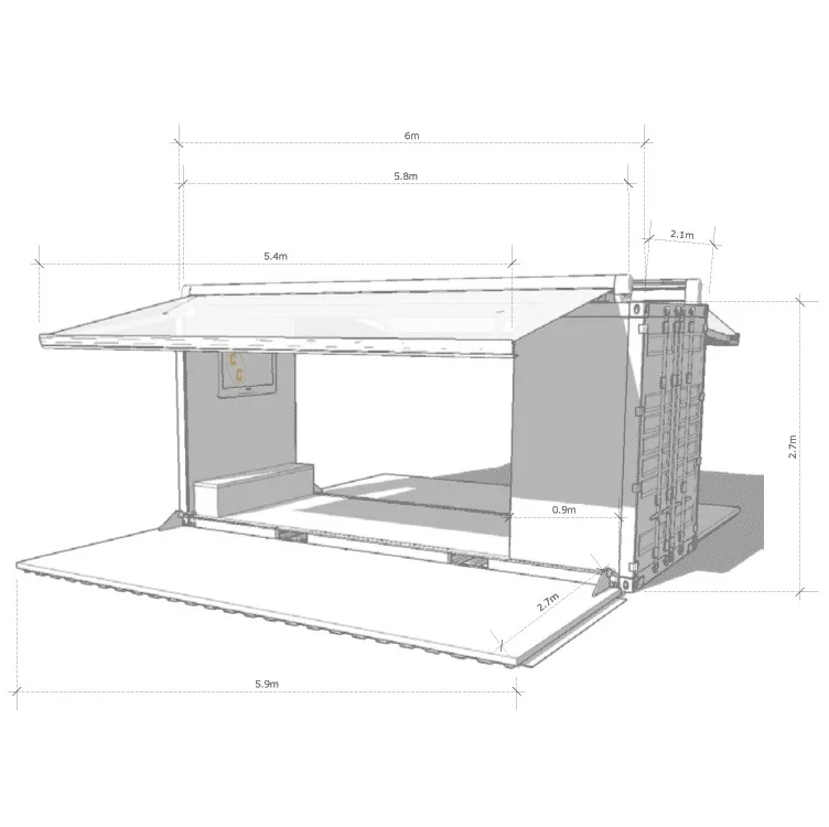 Hysun High Quality Assurance Hydraulic open equipment modified pop up container bar for coffee, bookstore, shop, tea house