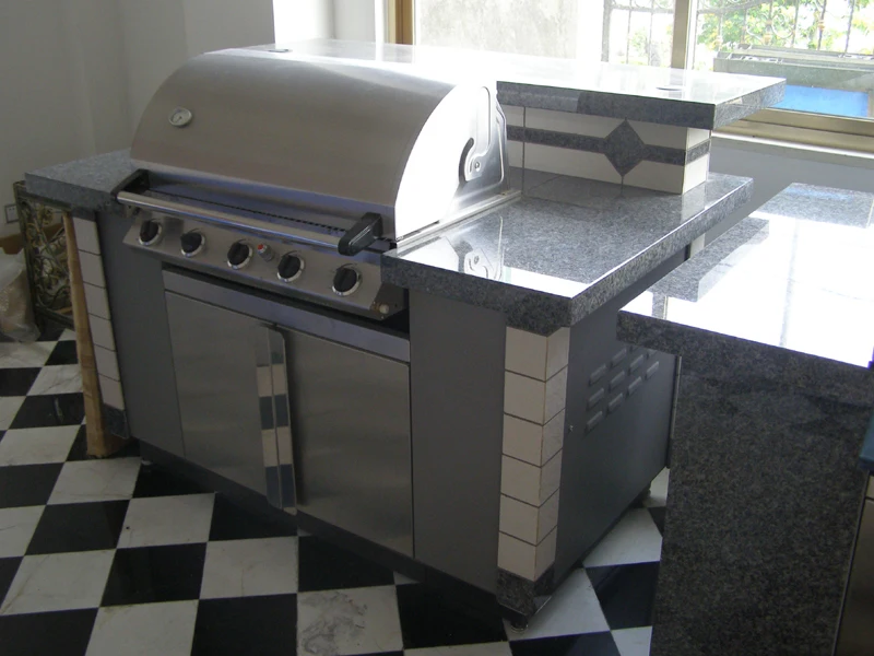 Stone Fabricator Aluminum Honeycomb backed Yellow Granite Table Top for BBQ Barbecue