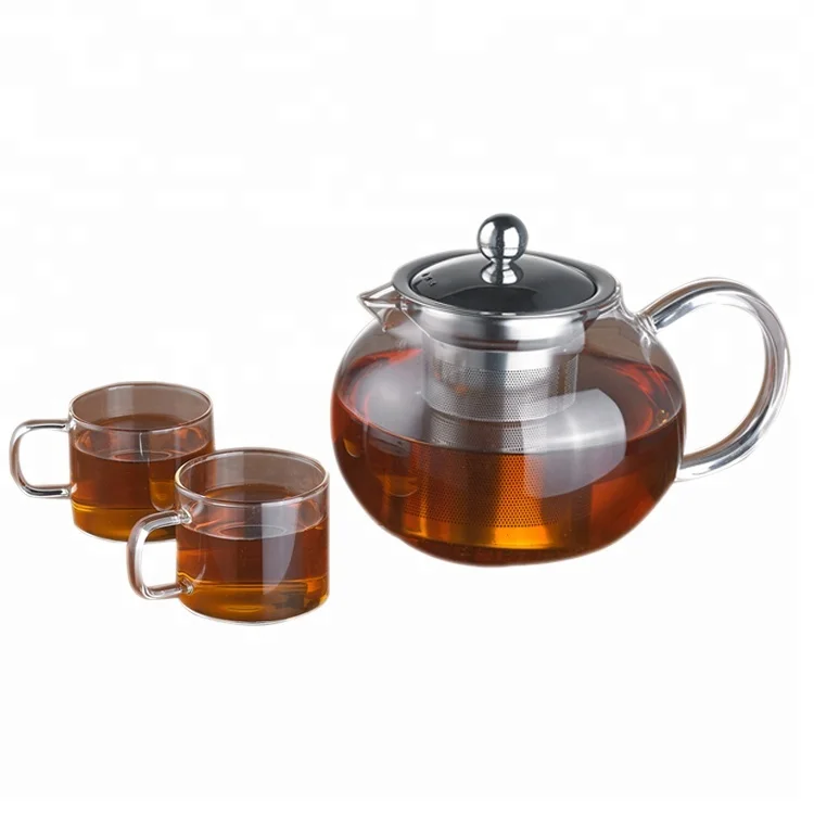 
Modern Design Heat-Resisting High Borosilicate Glass Tea Pot Set With Gift Box 