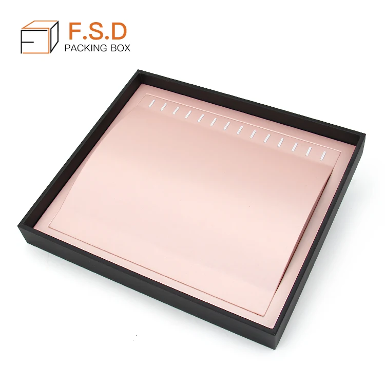 FSD Custom Functional Jewelry Display Tray  For Necklace Earrings Ring  Showcase Pink leather Jewelry Tray