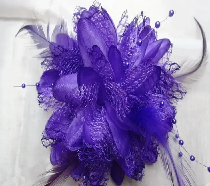 
Yiwu Bridal Trinket Red Wedding Head Flower Corsage Feather Headdress Wedding Shop Wrist Flower Bridal veil 