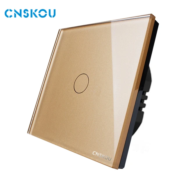 Smart Home EU Standard 1 Post 1way Glass Front Panel Electrical Capacitive Wall Touch Light Switch
