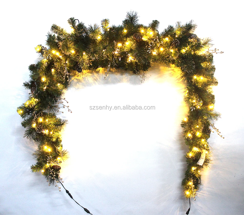 Christmas decoration supplier luxury led light christmas garland / christmas swag