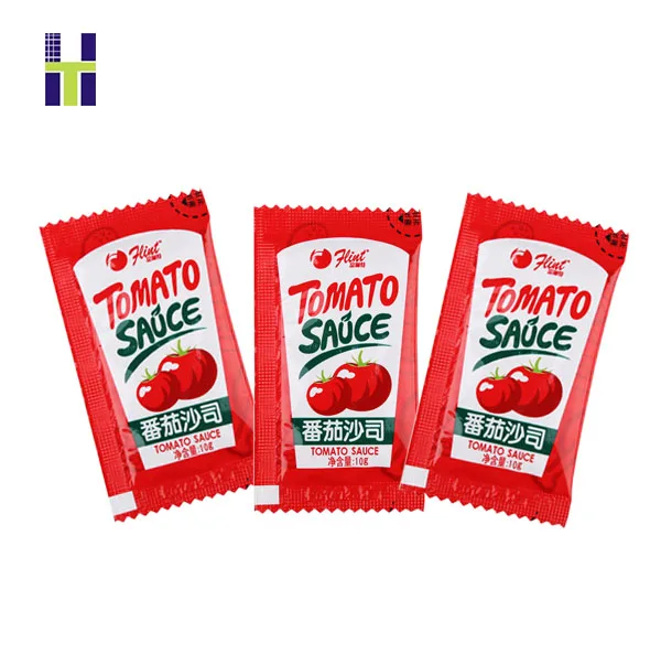 China Supplier Custom Printing Heat Seal Flat Empty Packaging Small Tomato Paste Sauce Ketchup Sachet Packets
