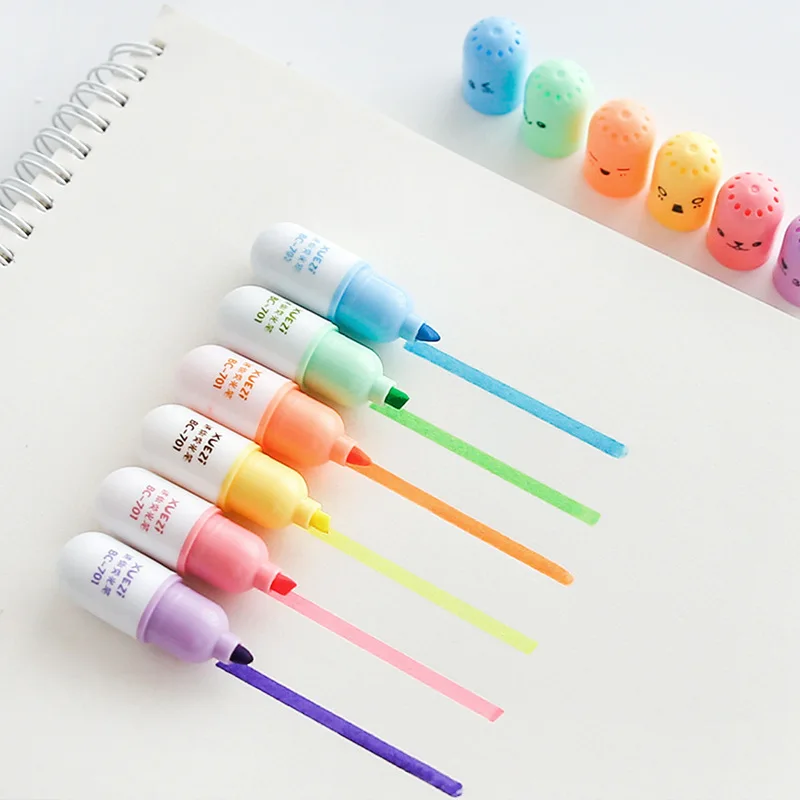 Highlighter Vitamin Pill Highlight Marker Color Pens Stationery Office School Supplies