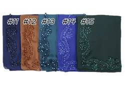 ZP 2019 wholesale fashion latest design bubble chiffon flower embroidery hijab scarf with beads
