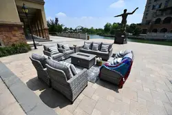 Лидер продаж 2020, набор уличной мебели из ротанга, садовая мебель для патио, газовая костра