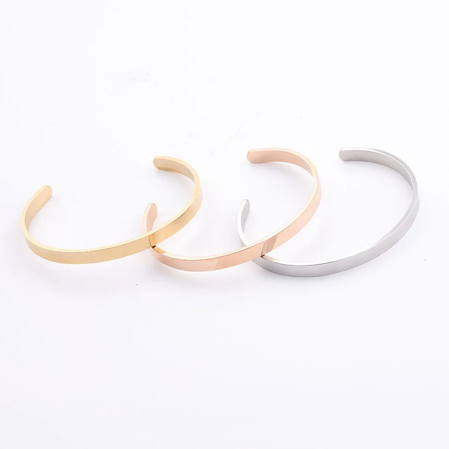 Dia 65mm 1.8mm Thickness 6mm Width Inner Stainless Steel Bangle C Shape DIY Blank Cuff Bangle