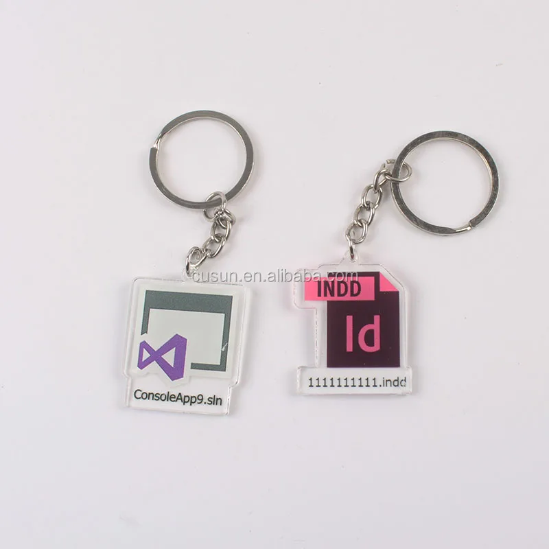 Custom shape Eco-Friendly epoxy acrylic charm keychain transparent Anime Keyring