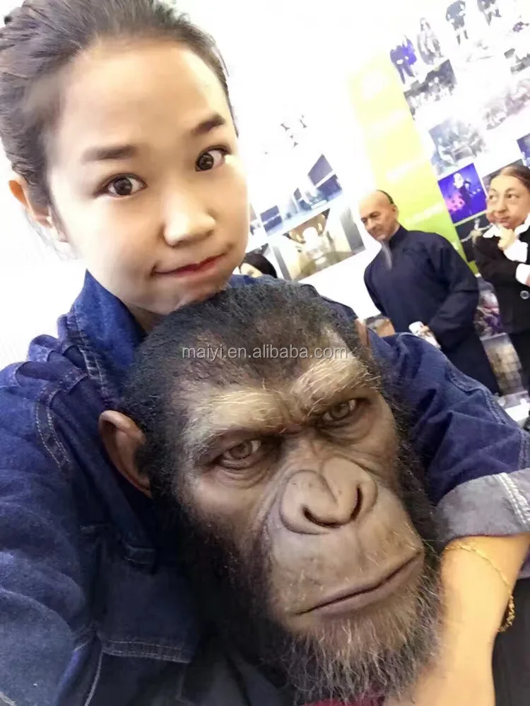 Realistic wax waxwork or silicone sculpture of lovely smart monkey Gorilla Caesar for sale