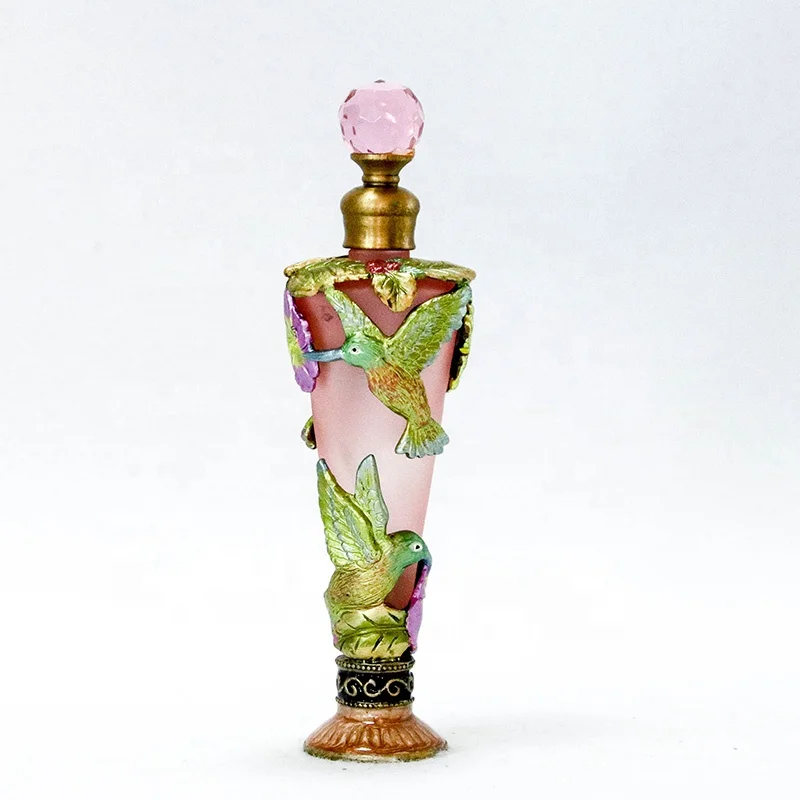 25ml Patented Metal Hummingbird Glass Perfume Bottle Frosted Essential Oil Refillable Attar Bottles Factory Outlet#57336/58888