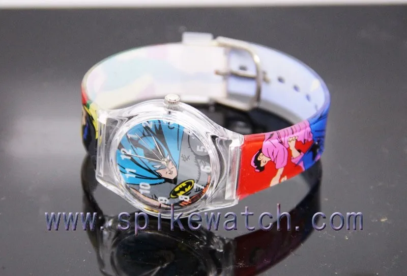 Batman pattern on dial and strap hot selling men fashion pvc watch