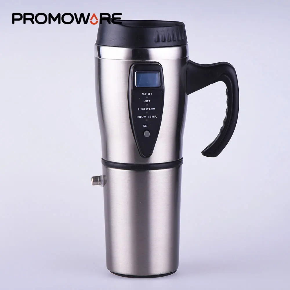 
Portable Stainless Steel 12V Temperature Control Coffee Mug Car Heated Thermos Smart Electric Travel Coffee Mug with Handle 