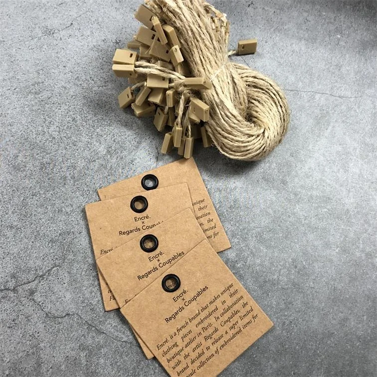 Пользовательская одежда, переработанная Экологически чистая коричневая ушко, ярлык из крафт-бумаги