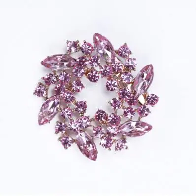 Classic Fashion Europe Style High Quality Rhinestone Alloy Flower Jewelry Brooch For Saree Clothing