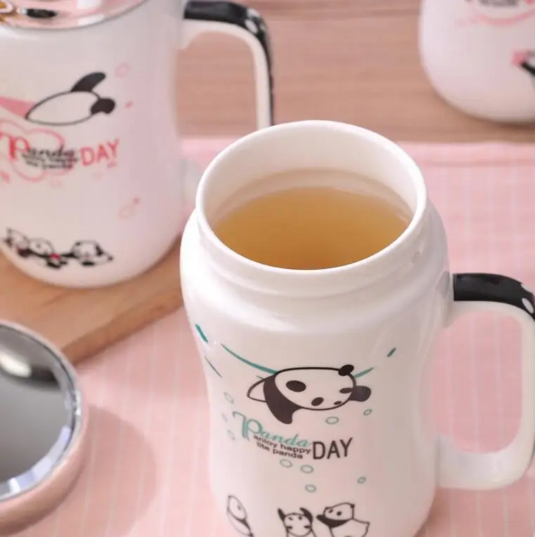 Creative cartoon panda mirror can be customized logo ceramic mug