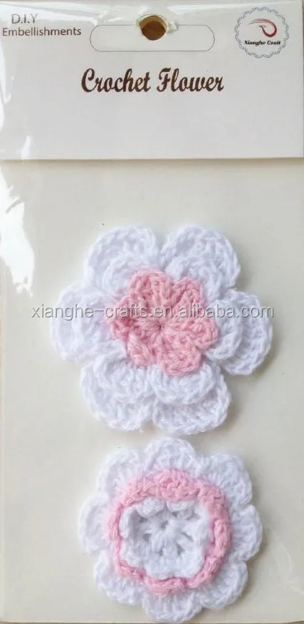 DIY Crochet Flower with Charm and Sticker for Scrapbook Decoration