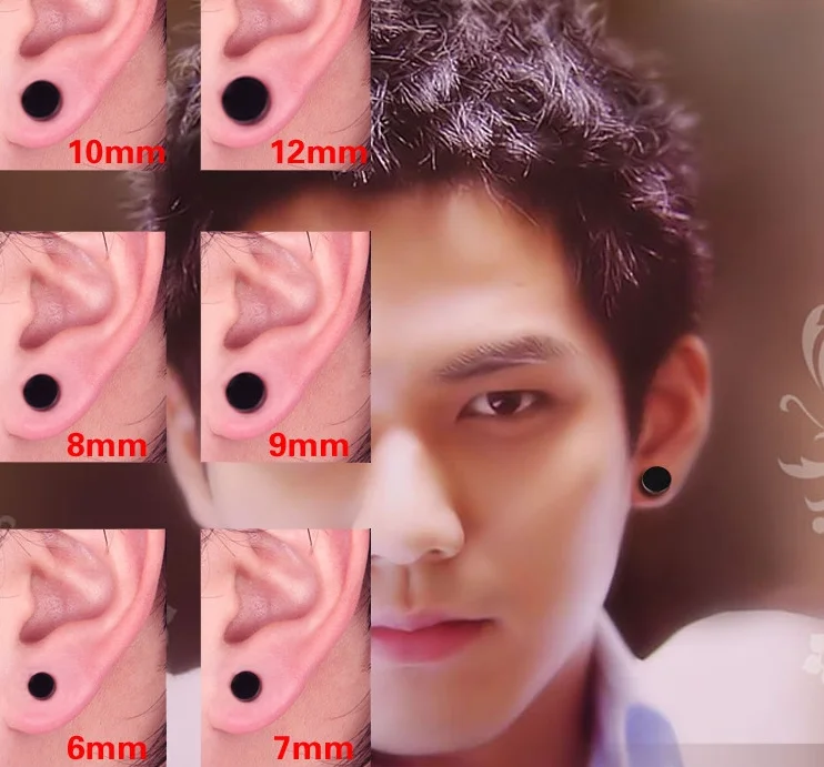 Round earrings double sides barbell ear stud men women fashion jewelry dumbbell earrings