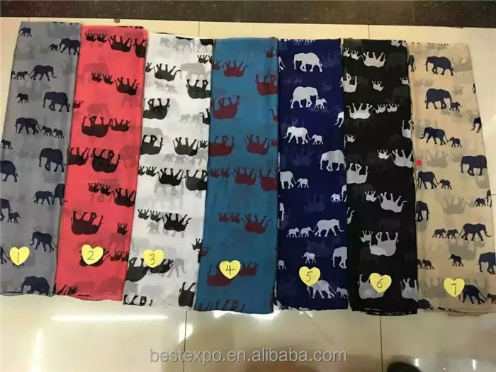 woman fashion accesories chiffon elephant pashmina voile shawl animal printed under scarf hijab