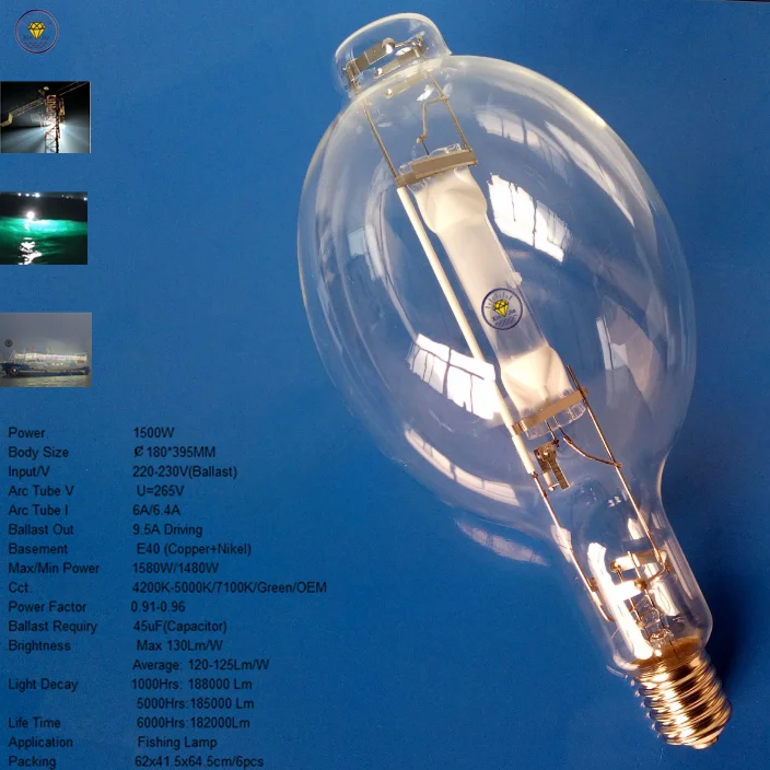BT180 1000w 1500w fishing lamp metal halide fishing lamp for water fishing lamp ballast 220v 230v