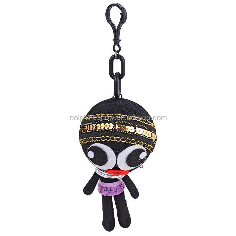 Wholesale Voodoo Dolls Keyring Black Angry Evil Angel Voodoo Keychain Customized Handmade Halloween Gift Voodoo Dolls