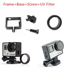 2015New Gopro Accessories Hero4 Standard Protective Frame Mount+Base Mount+Screw+UV Filter Lens for Go Pro Hero3/3+ Hero4 Camera