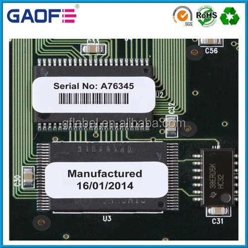 High Temperature Labels Matte White Polyimide Labeling, Adhesive PCB Label QR Sticker heat resistant sticker