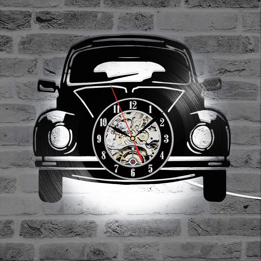 Preciser Hollow 3D Car Vinyl Record Clock Creative Antique Style Hanging Clock Classic Home Decoration Wall Clock